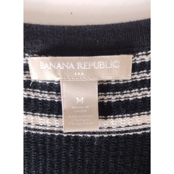 Banana Republic Factory, Striped Sleeveless Knit Dress w/Tie Belt, Sz M, Blk/Wht - Picture 5 of 6